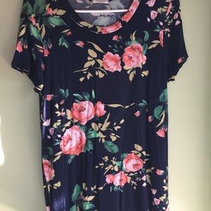 Navy Blue Floral Tee